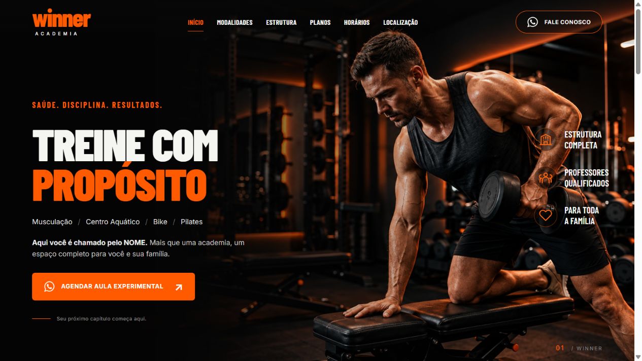 Hero do website Winner Academia